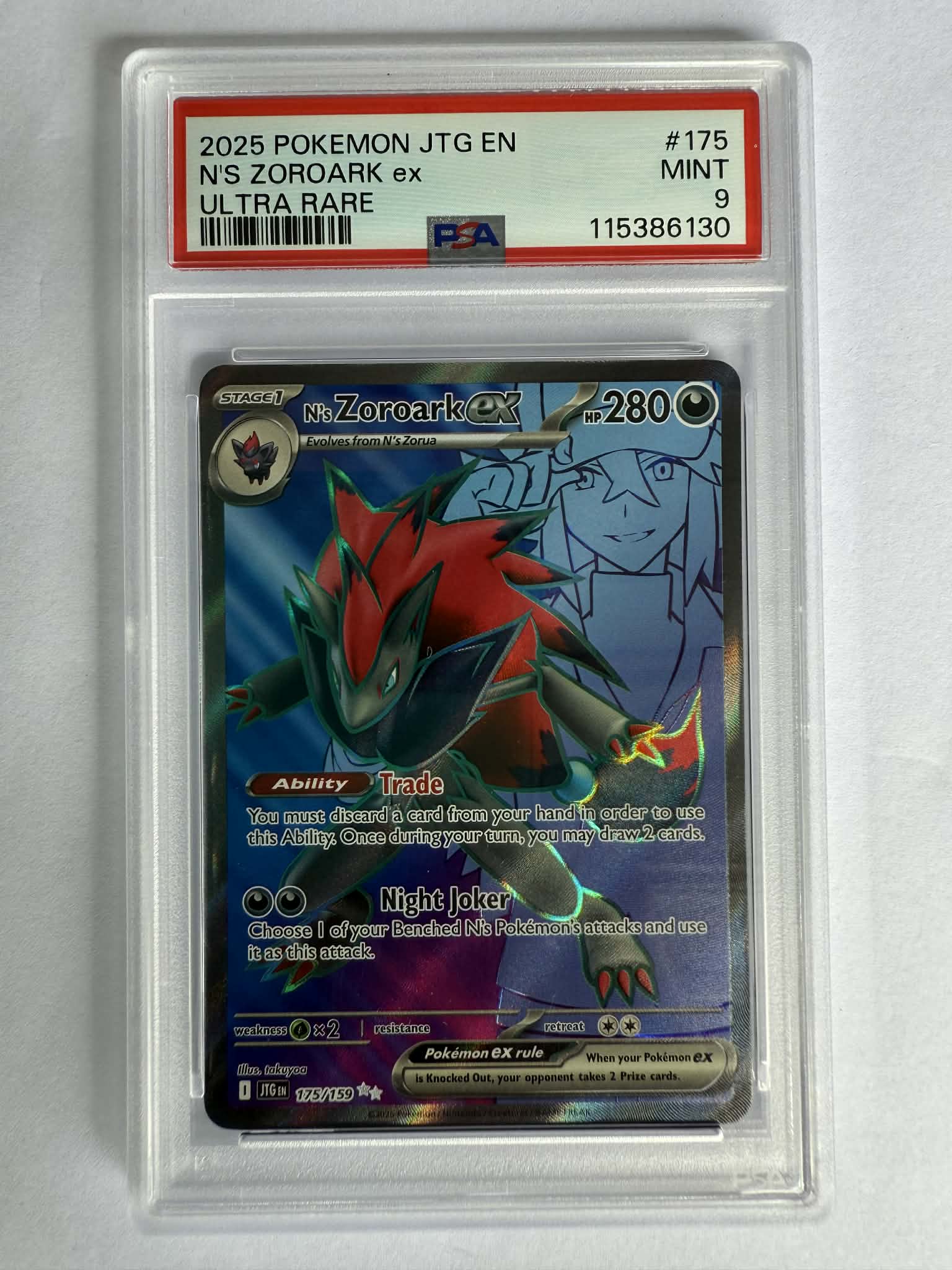 Journey Together - Card #175 - N's Zoroark ex - Graded Mint 9