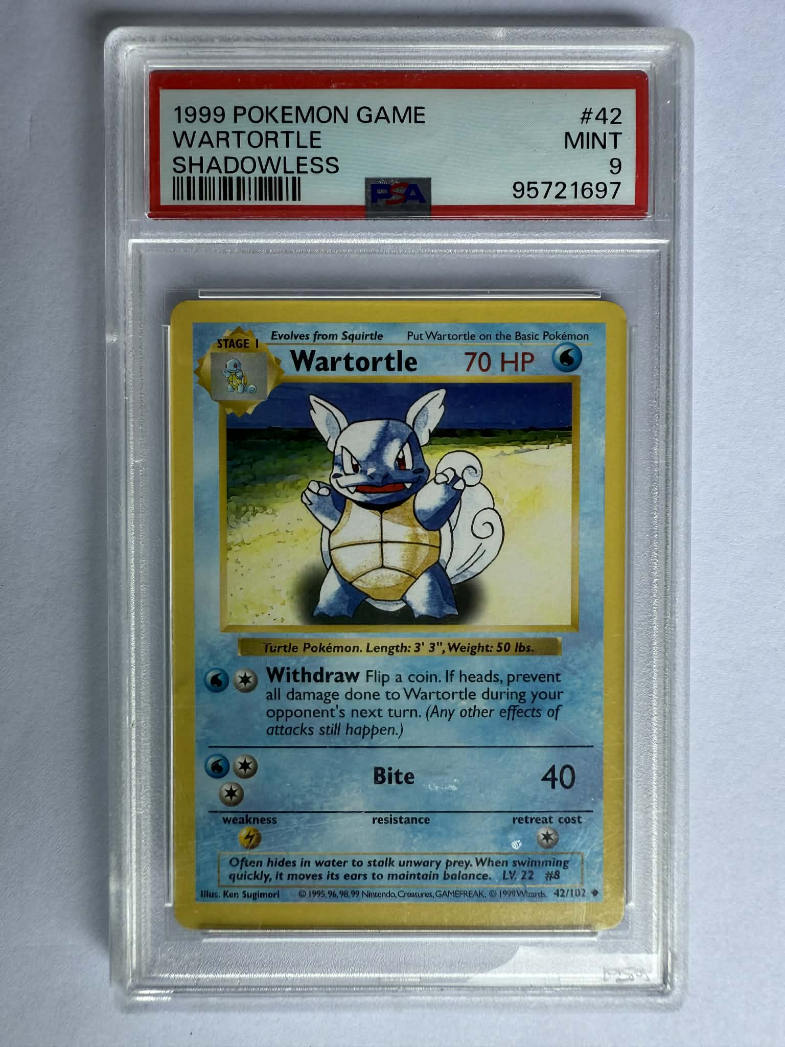 Base Set - Card #42 - Wartortle - Graded Mint 9