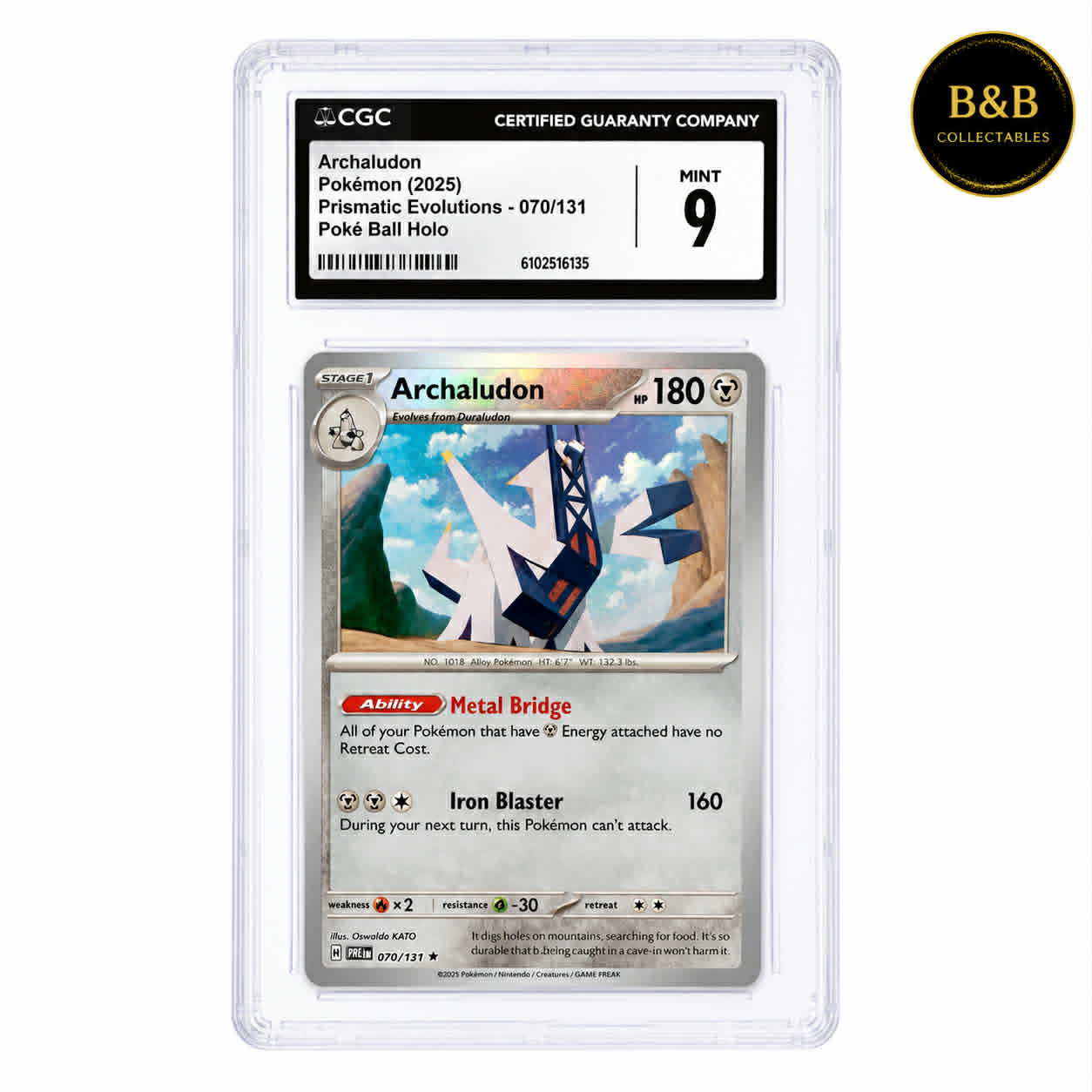 Prismatic Evolutions - Card #070 - Archaludon - Graded 9 Mint