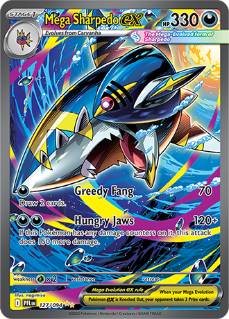 Mega Sharpedo ex Pokemon Card from Phantasmal Flames 127