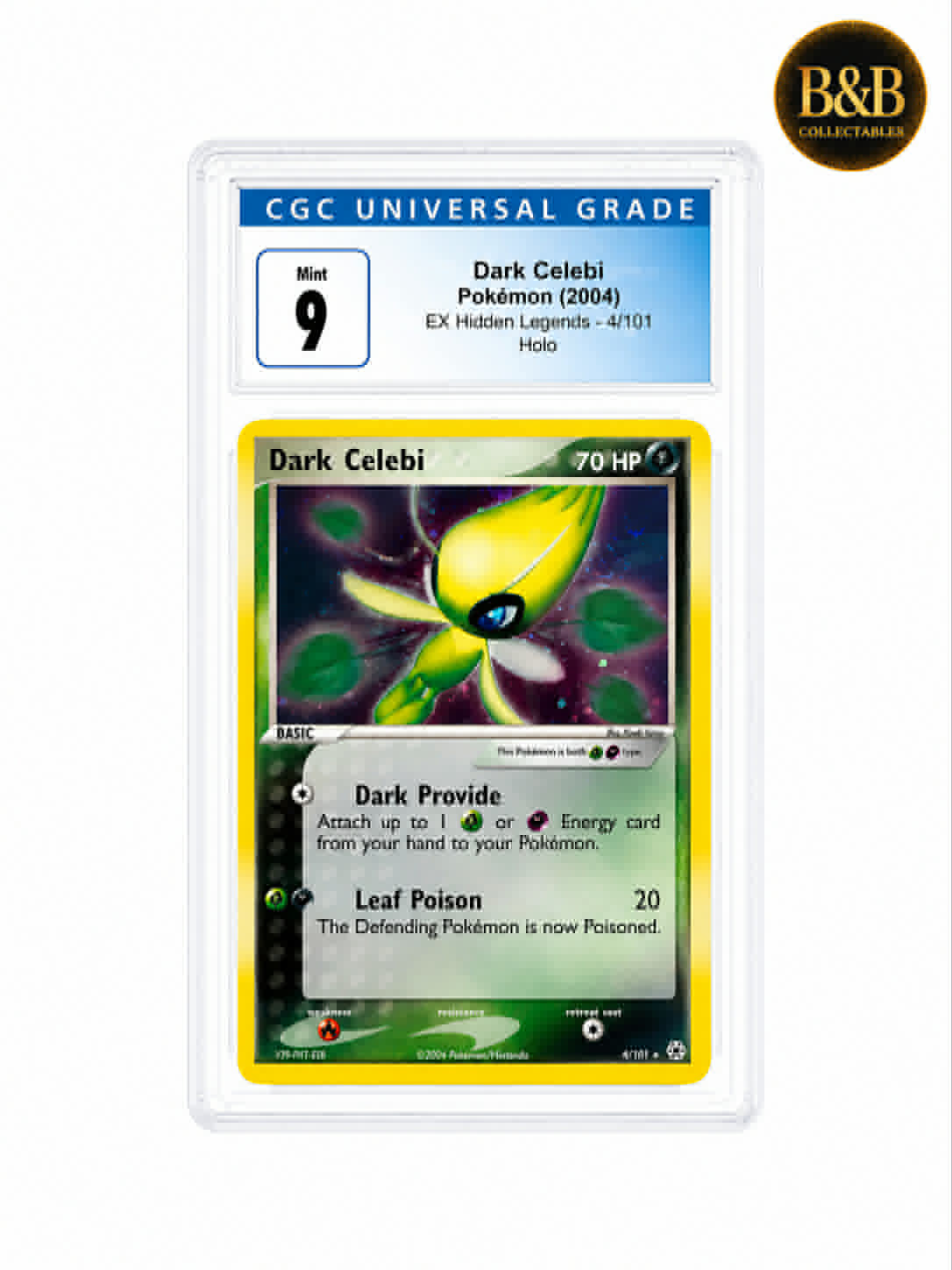 EX Hidden Legends - Card #4 - Dark Celebi - Graded 9 Mint