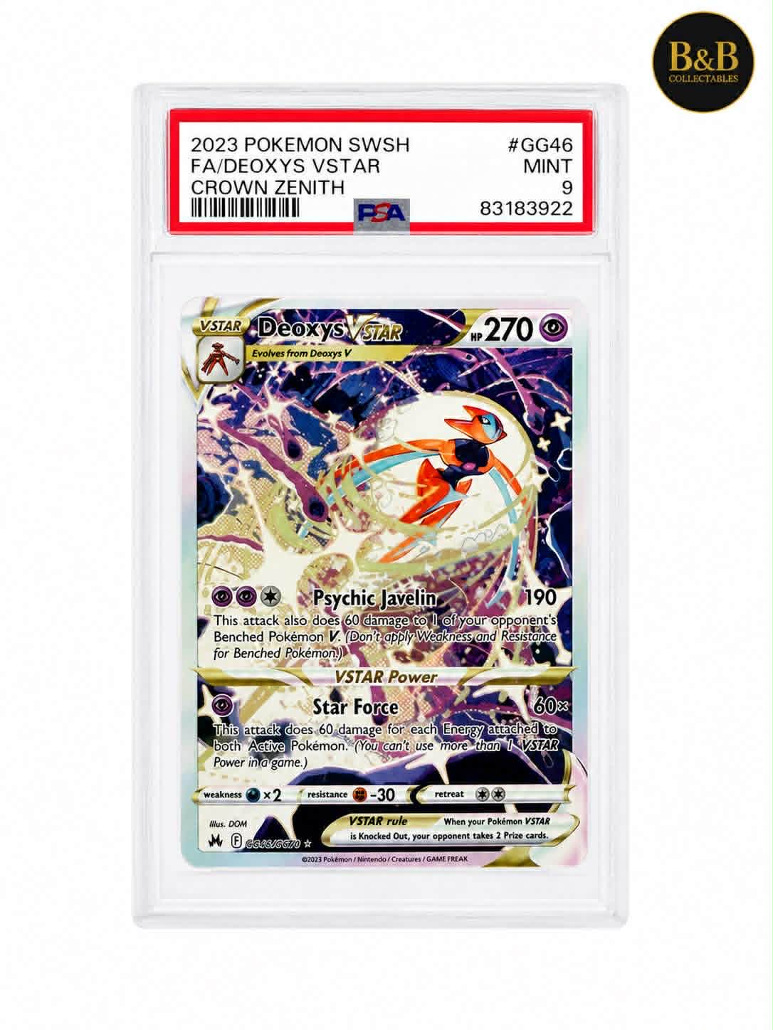 Crown Zenith: Galarian Gallery - Card #GG46 - Deoxys VSTAR - Graded 9 Mint