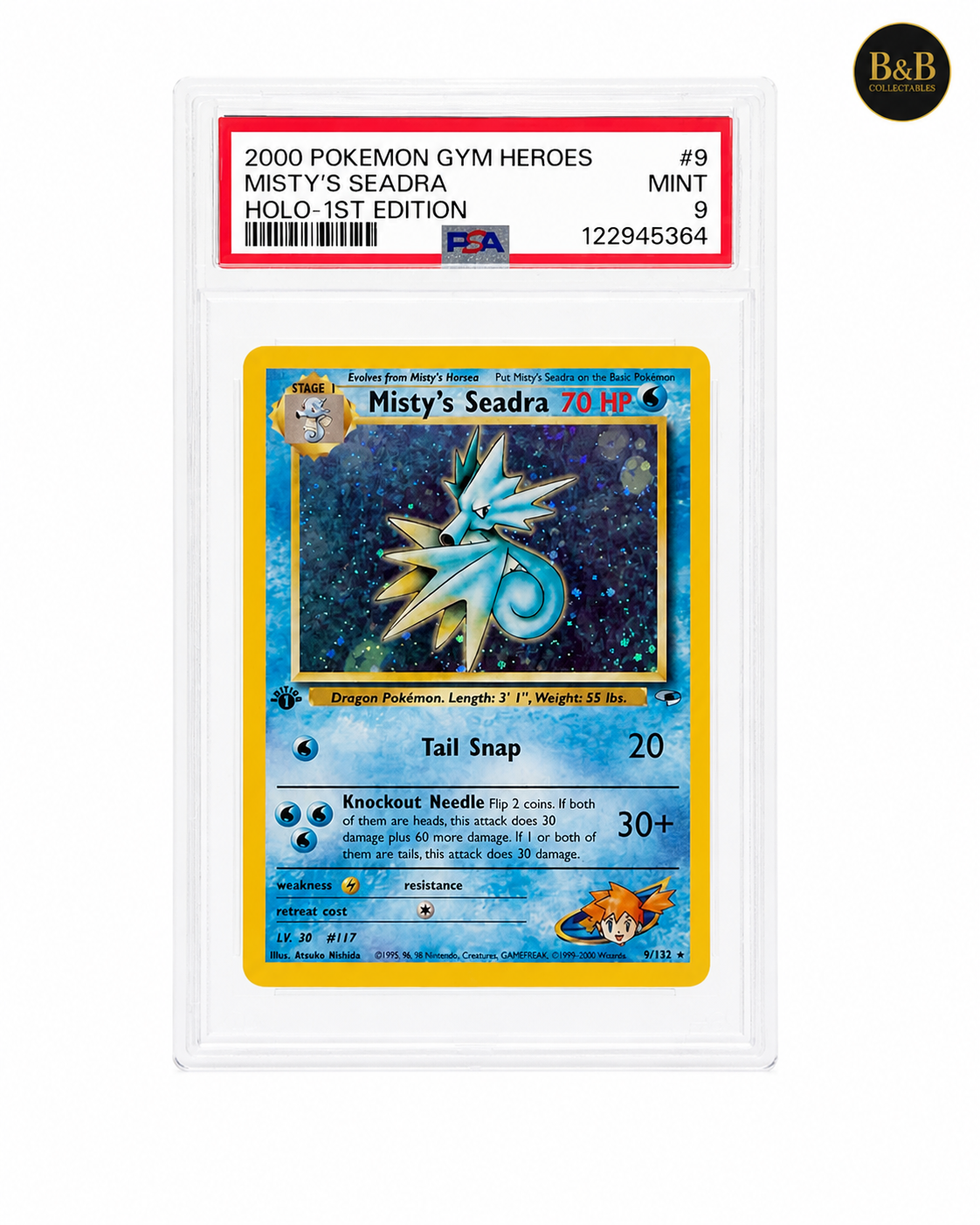 Gym Heroes Set - Card #9 - Misty's Seadra - Graded 9 Mint