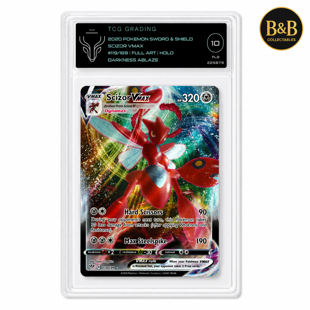 Darkness Ablaze - Card #119 - Scizor VMAX - Graded Pristine 10