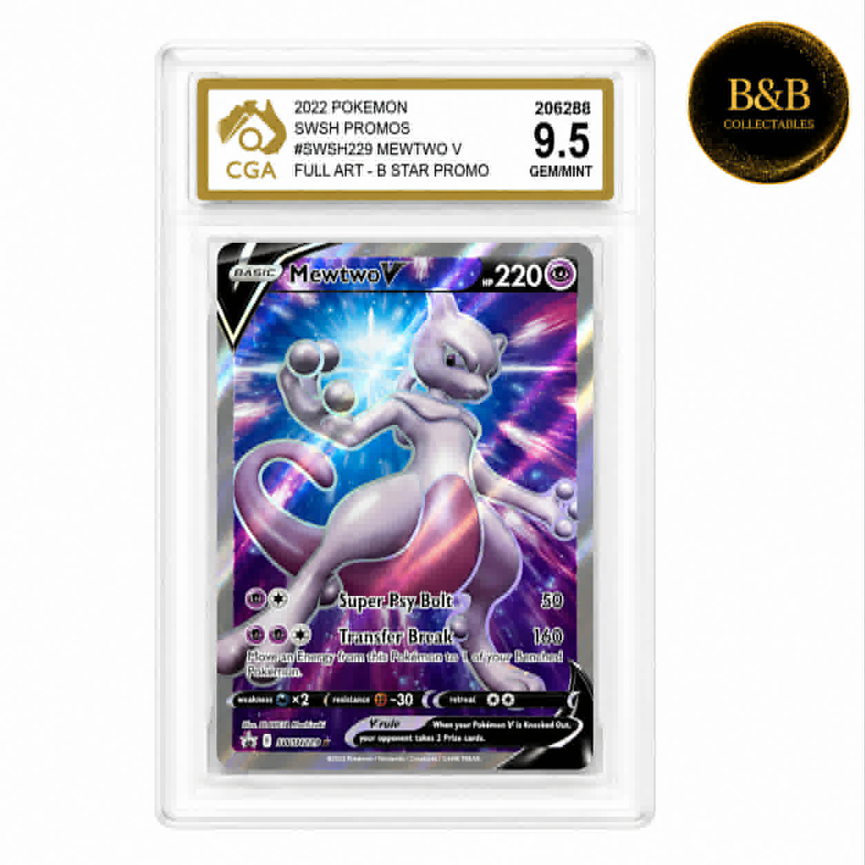 Sword & Shield Promos - Card #SWSH229 - Mewtwo V - Graded 9.5 Gem/Mint