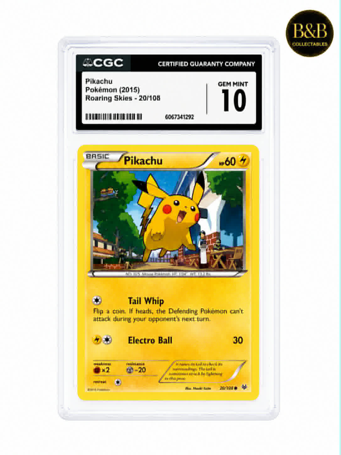 Roaring Skies - Card #20 - Pikachu - Graded 10 Gem Mint