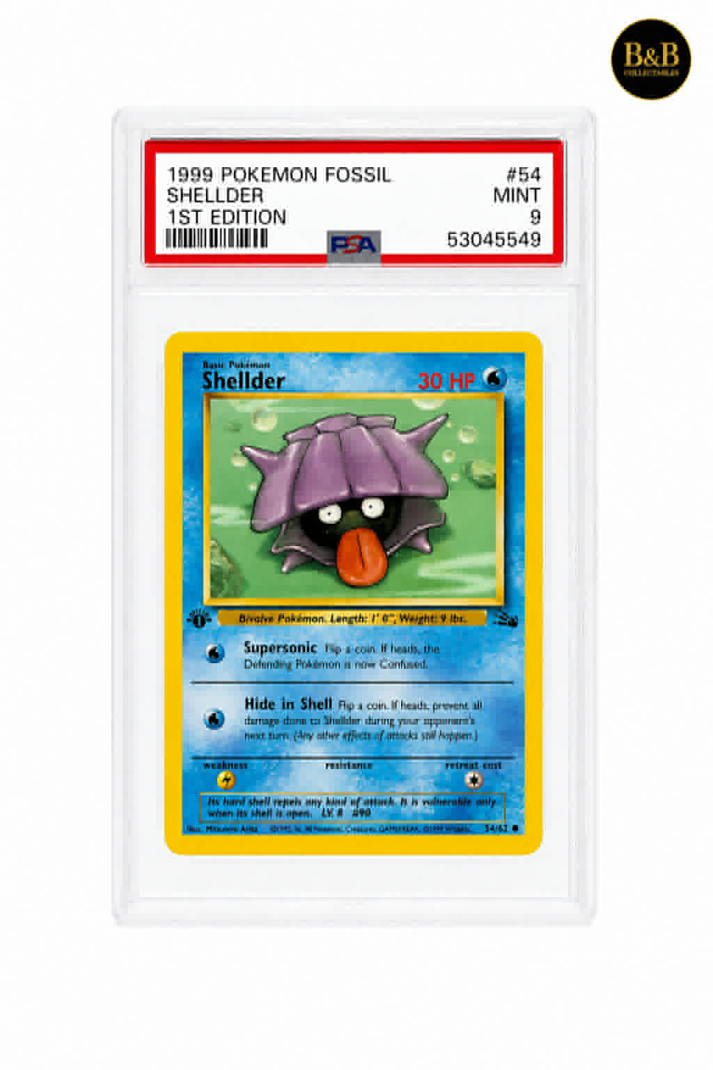 Fossil Set - Card #54 - Shellder - Graded 9 Mint
